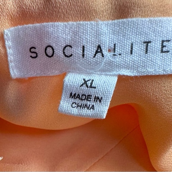 Socialite Orange/Peach Cami Top with Eyelash Lace neckline - Picture 2 of 6